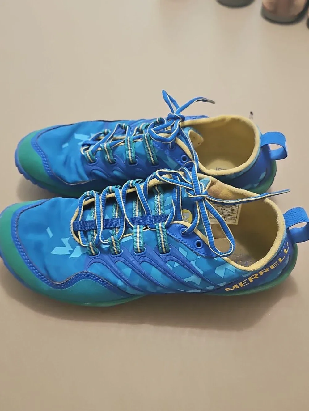 Merrell Apollo Performance Footwear Blue and Green Lightweight Trail Shoes.